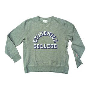 Stonehill  College Gray Stitched Spellout Varsity Lettering Sweatshirt Sz M